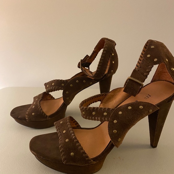 No 704b.Veronica Brown Suede Stacked Whipstitch Stilettos ~ 41 - Picture 2 of 11